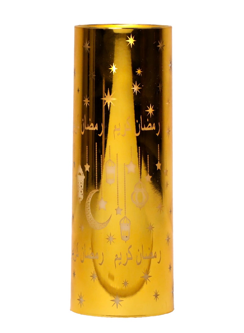 Trentor شمعة رمضان LED مميزة ذهبية صغيرة تعمل بالبطارية بدون لهب ديكور 15.5X5 سم - Image 2